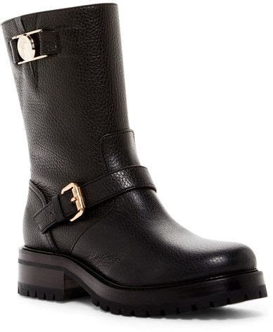 versace pebbled leather harness boot|Versace leather boots.